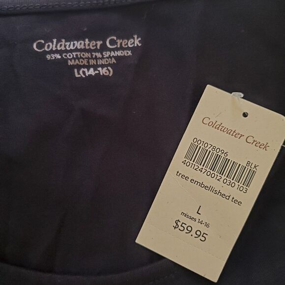 Coldwater Creek Embellished Christmas Tree Tee Sz Large - Picture 8 of 10